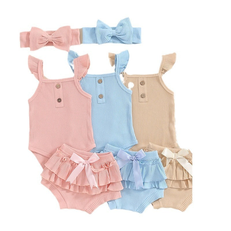Girls' Sleeveless Jumpsuit Three-piece Suit - Cindi Book