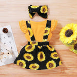 SUNFLOWER Printing Suit Romper Three-piece Suit - Cindi Book