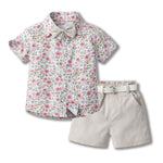 Bowknot Short-sleeved Cardigan Boys' Shorts Two-piece Set - Cindi Book