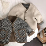 Children's Thickened Warm Coat With Checkered Wool On Both Sides - Cindi Book