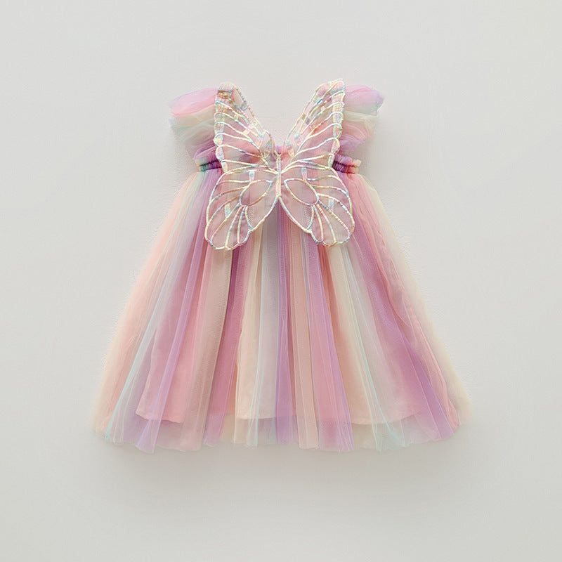 Rainbow Wings Mesh Girl Dress - Cindi Book