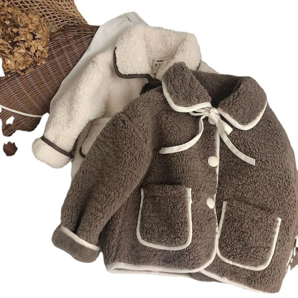 Lamb Wool Baby Turn-down Collar Coat Children's Thickened Cotton-padded - Cindi Book