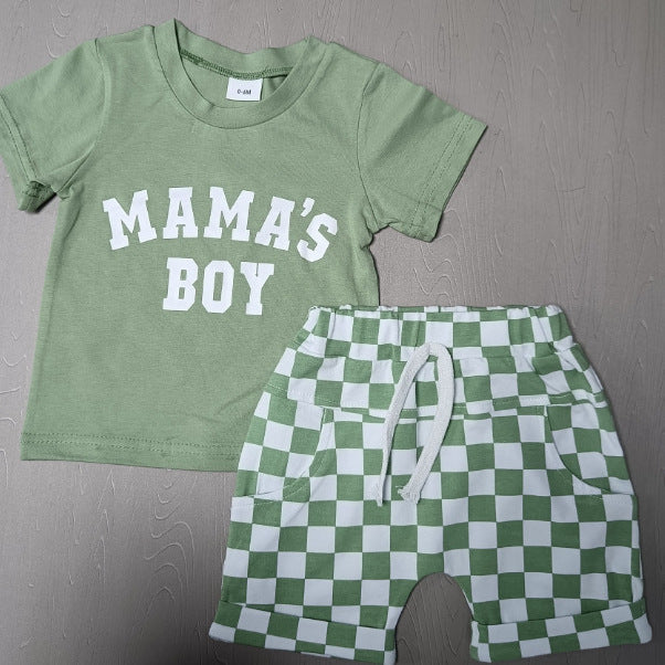 Round Neck Short Sleeve Plaid Shorts Two-piece Set - Cindi Book