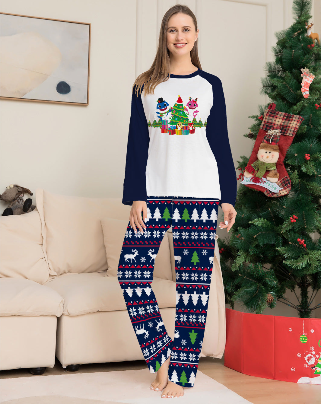 Family Matching Christmas Pajamas Set Xmas Long Sleeve Sleepwear Nightwear For Couples Kids Baby - Cindi Book