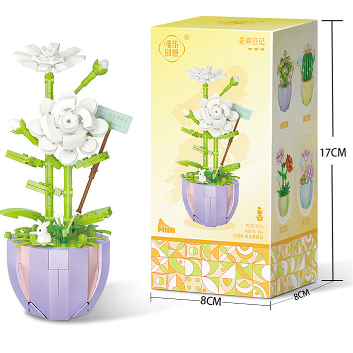 Building Block Puzzle Toy Eternal Flower Potted Mini Succulent Potted Plant - Cindi Book
