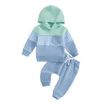 Casual Color Matching Hooded Long Sleeve Sweater Trousers Suit - Cindi Book