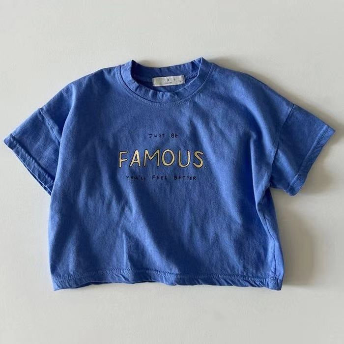 Letter Crew Neck Short Sleeve Simple - Cindi Book