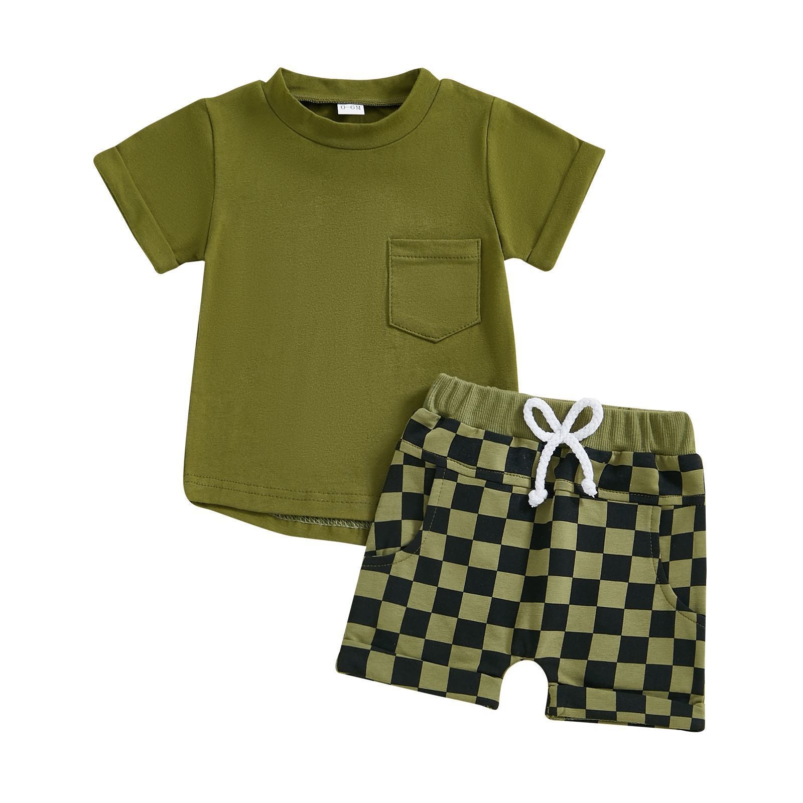 Fashion Personality Boy T-shirt Plaid Shorts Suit - Cindi Book