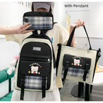 Large Capacity High School Plaid Three-piece Set Junior High School Student Elementary School Studebt Backpack - Cindi Book