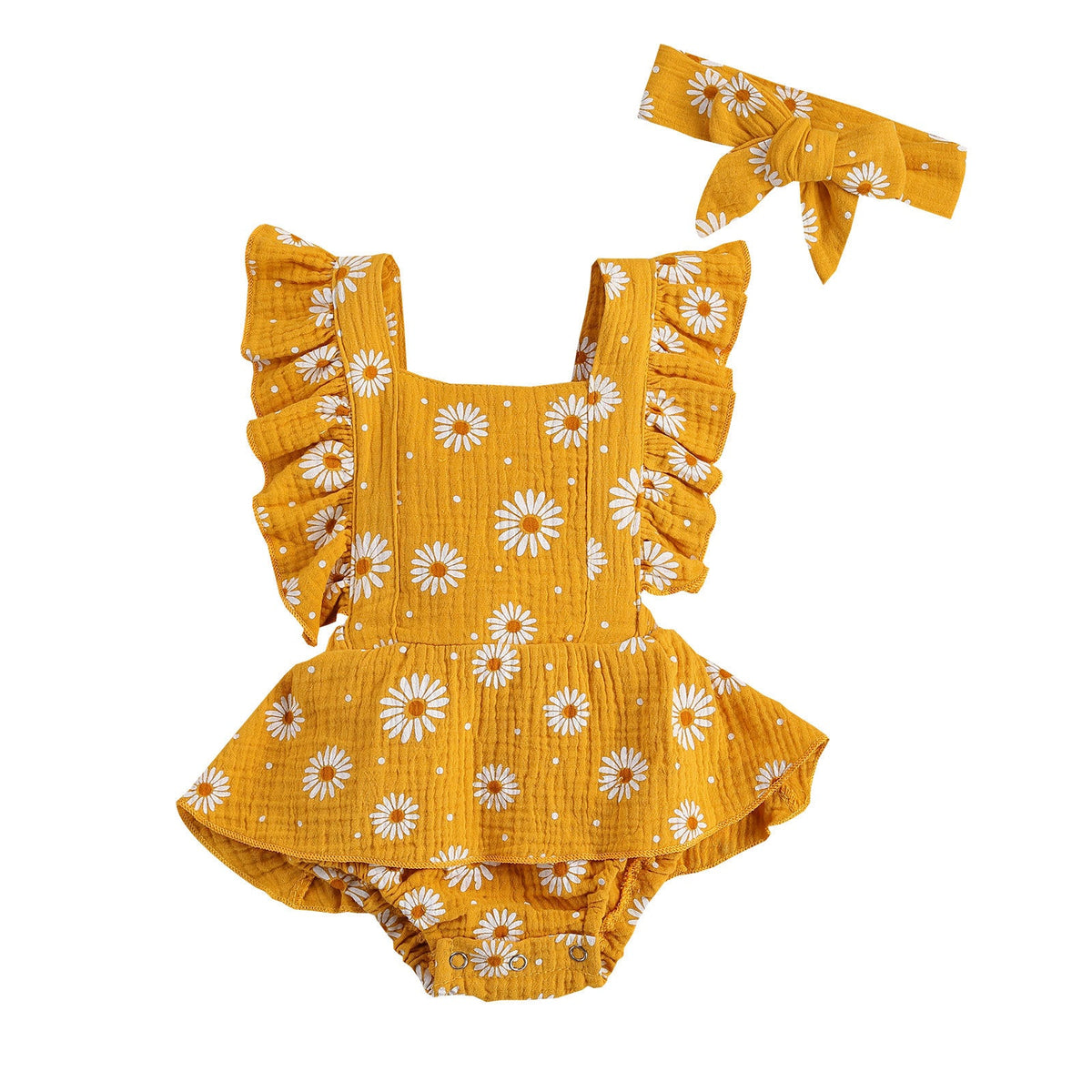 Strap Four-color Chrysanthemum One-piece Romper Dress Triangle Romper Headband - Cindi Book