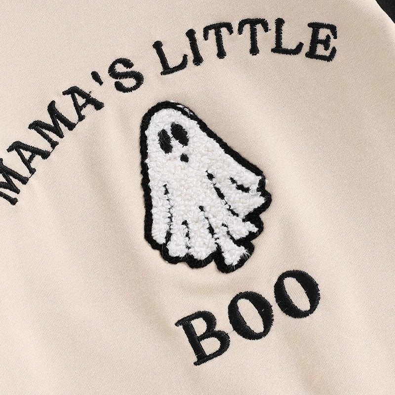 Letter Ghost Embroidery Color blocked Long sleeved Cartoon Cute jumpsuit Crawler - Cindi Book