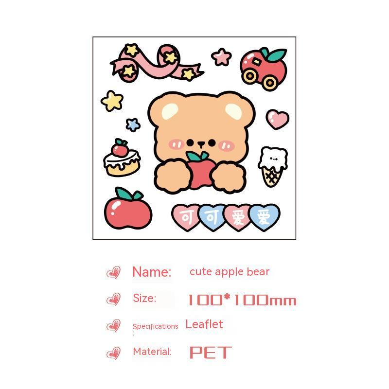 Cute Bear Clear Water Cup Stickers Children's Cartoon Korean Journal Material Mobile Phone Cup Decoration - Cindi Book