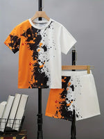 Boys' Casual Short Sleeve T-shirt Top Shorts Two-piece Set - Cindi Book