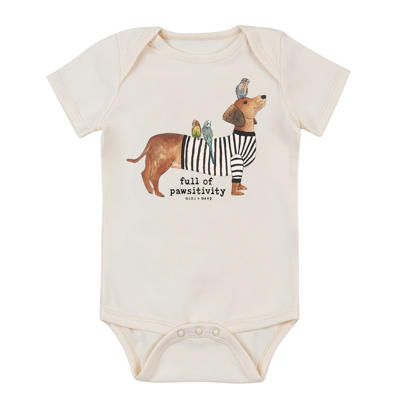 Cute Printed Short Sleeved Romper For Babies - Cindi Book