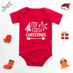 Christmas Deer English Letters Printed Red Triangle Rompers - Cindi Book