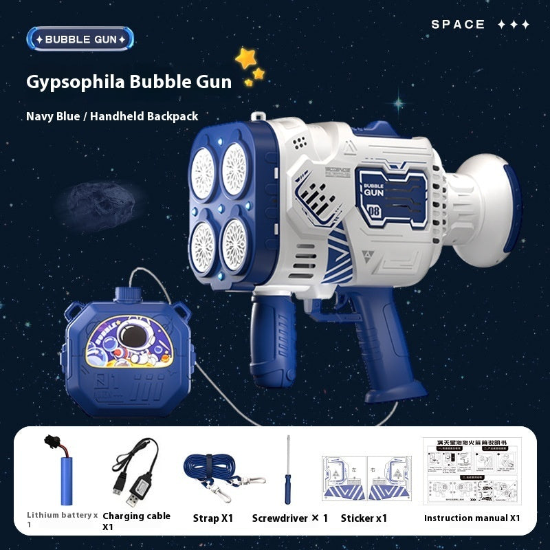 Bubble Gun Rocket Soap Bubble Machine Electric Space Launcher Continues To Produce Bubbles With LED Light - Cindi Book