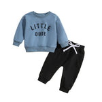 Boys' Round Neck Letter Print Top Solid Color Trousers Two-piece Set - Cindi Book
