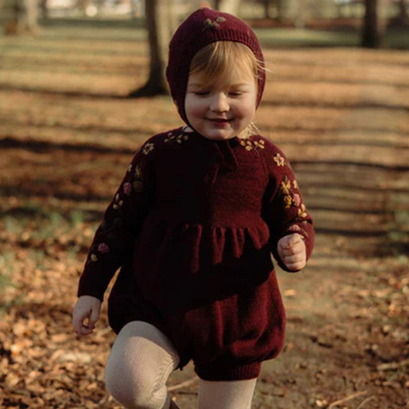 Baby Embroidery Long Sleeve Butt Wrap Clothes Wool - Cindi Book