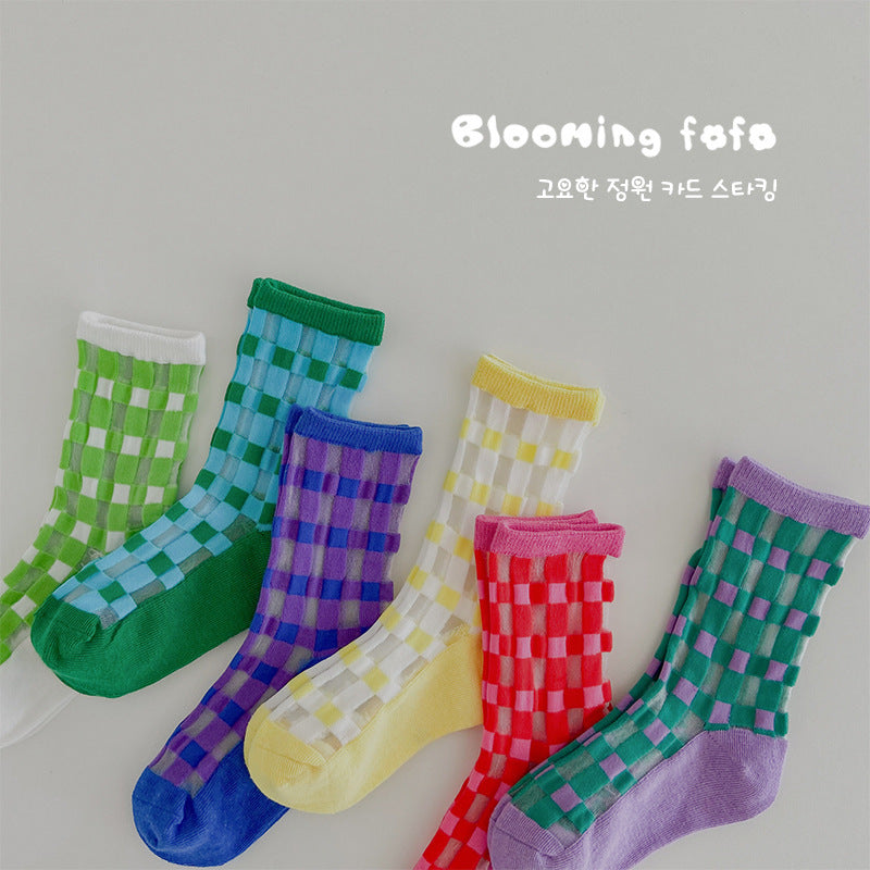 Children's Socks Summer Color Matching Plaid Korean Baby - Cindi Book