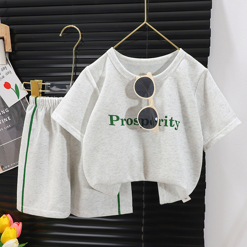 Children's Short Sleeve Striped Suit Girls Boys - Cindi Book