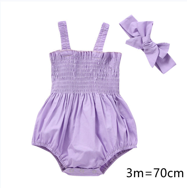 Infant Baby Girls 2Pcs Summer Outfits, Sleeveless Frill Smoc - Cindi Book