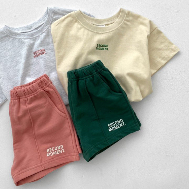 Boys and Girls Casual Thin Short Sleeve Shorts Two-Piece Set