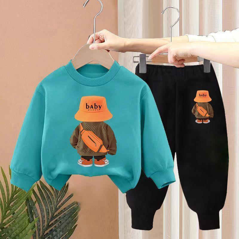 Boys Spring New Children's Autumn Leisure Sports Sweater Medium And Small Two-piece Suit Fashion