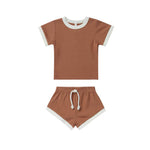 Children's Shorts Sunken Stripe Two-piece Set - Cindi Book