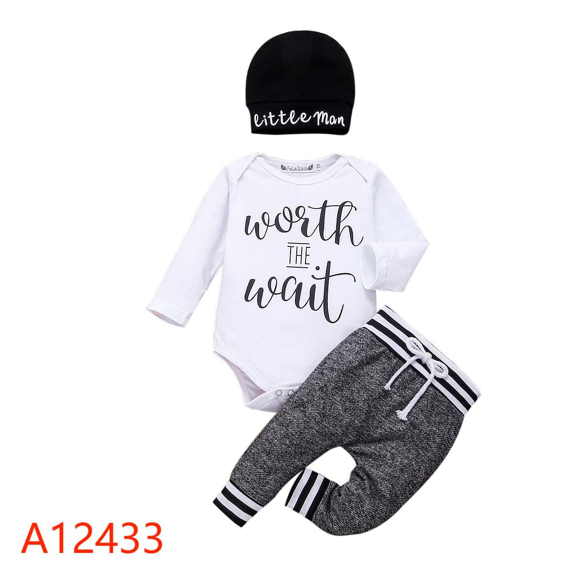 Letter Printing Long-sleeve Jumpsuit Trousers Hat Three-piece Set - Cindi Book