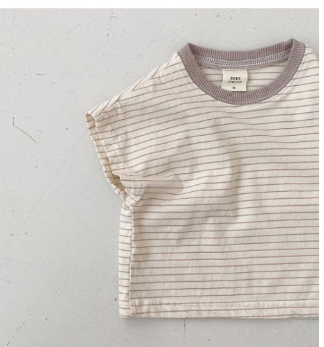 Korean Style Baby Casual Striped Short-sleeved T-shirt - Cindi Book