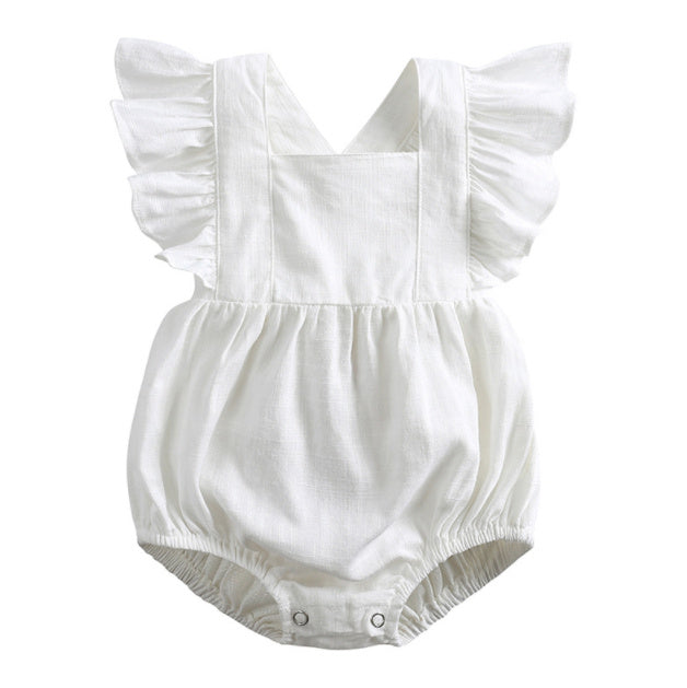 Baby Cotton And Linen Summer Strap One Piece Suit - Cindi Book