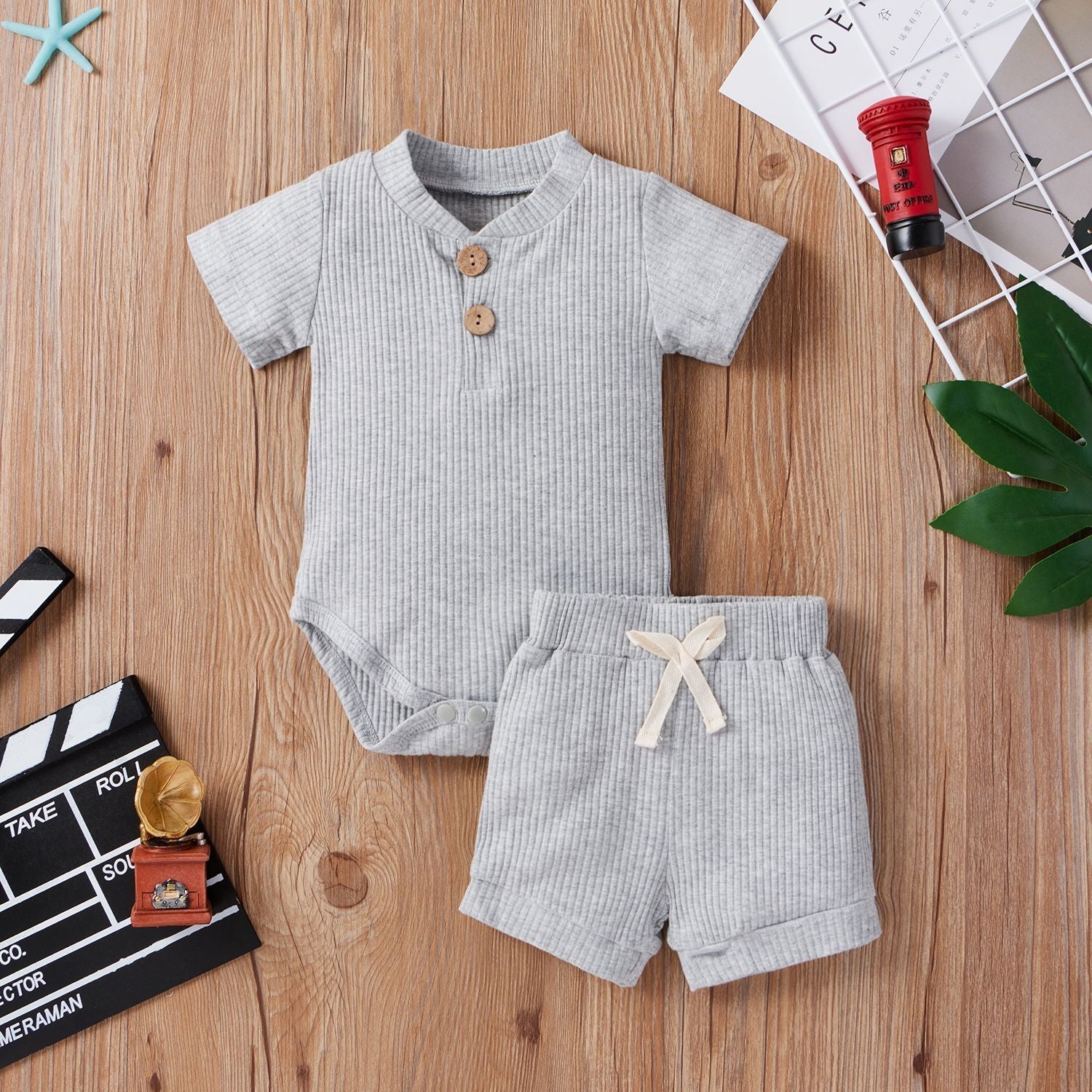 Children's Clothing Baby Bodysuit Casual Adjustable Short-sleeved Top And Shorts Suit - Cindi Book