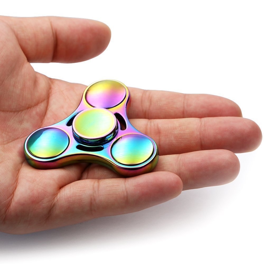 Colorful Whirlwind Triangle Fingertip Gyro Clover Cool Alloy UFO Inter Finger Gyro - Cindi Book