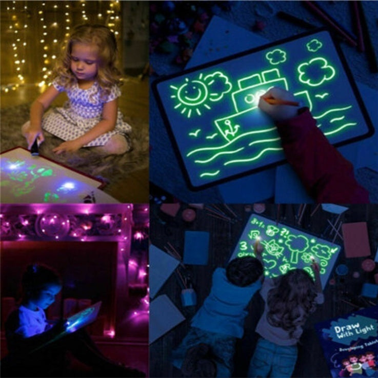 Educational Toy Drawing Pad 3D Magic 8 Light Effects Puzzle Board Sketchpad - Cindi Book