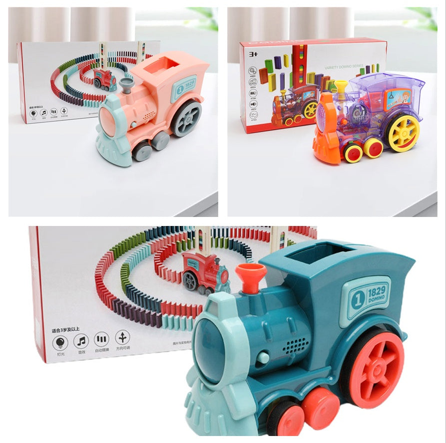Domino Train Toys Baby Toys Car Puzzle Automatic Release Licensing Electric Building Blocks Train Toy - Cindi Book
