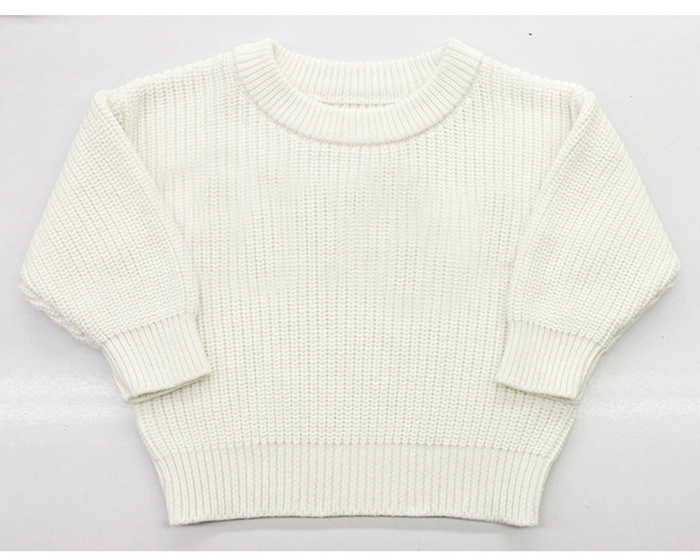 Infant Toddler Cotton Knitted Round Neck Base Sweater - Cindi Book