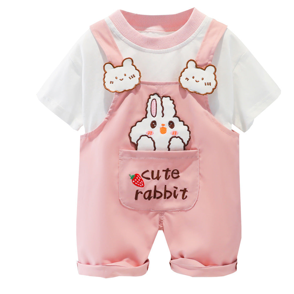 Children's Clothing Men And Women Baby Summer Cartoon Short-sleeved Overalls - Cindi Book