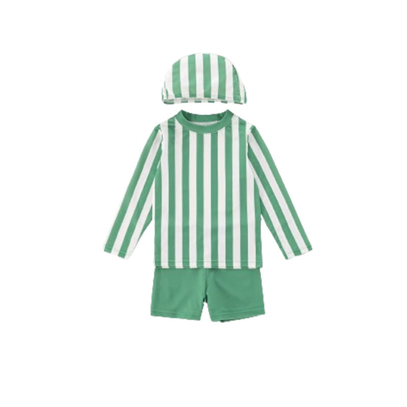 Three-color Striped Long Sleeve Sun Protection Quick-drying Summer Swimsuit - Cindi Book