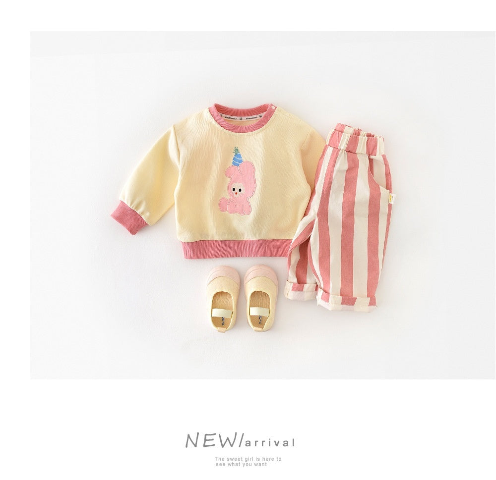 Infant Spring High Waist Color Striped Casual Trousers - Cindi Book