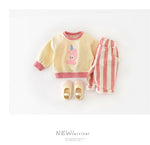 Infant Spring High Waist Color Striped Casual Trousers - Cindi Book