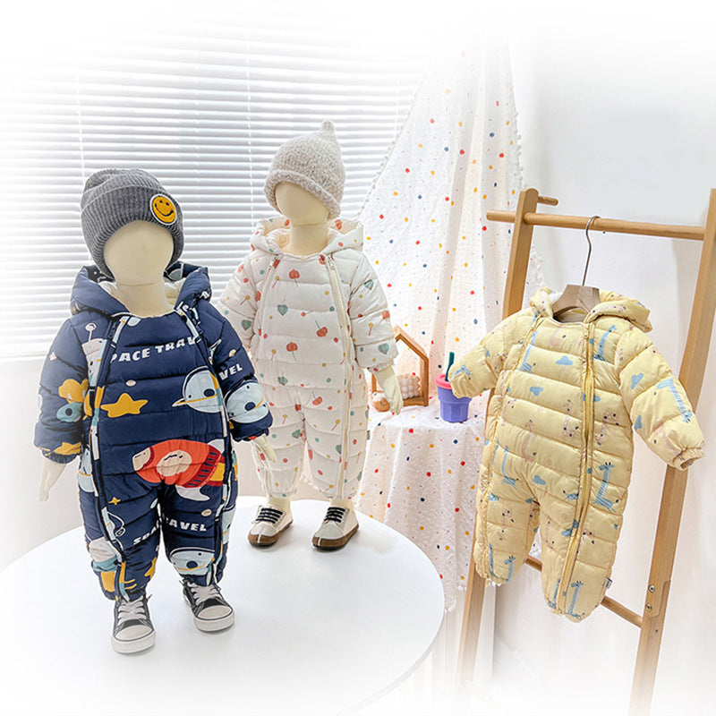 Clothes For Babies Baby Jumpsuits Winter Fleece-lined - Cindi Book