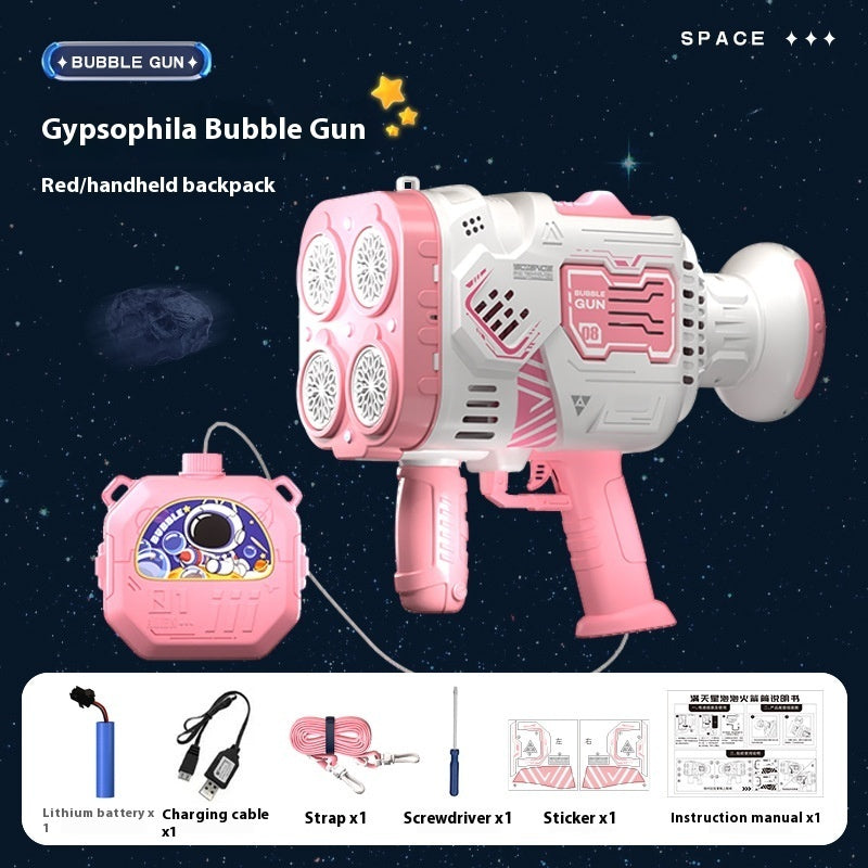 Bubble Gun Rocket Soap Bubble Machine Electric Space Launcher Continues To Produce Bubbles With LED Light - Cindi Book