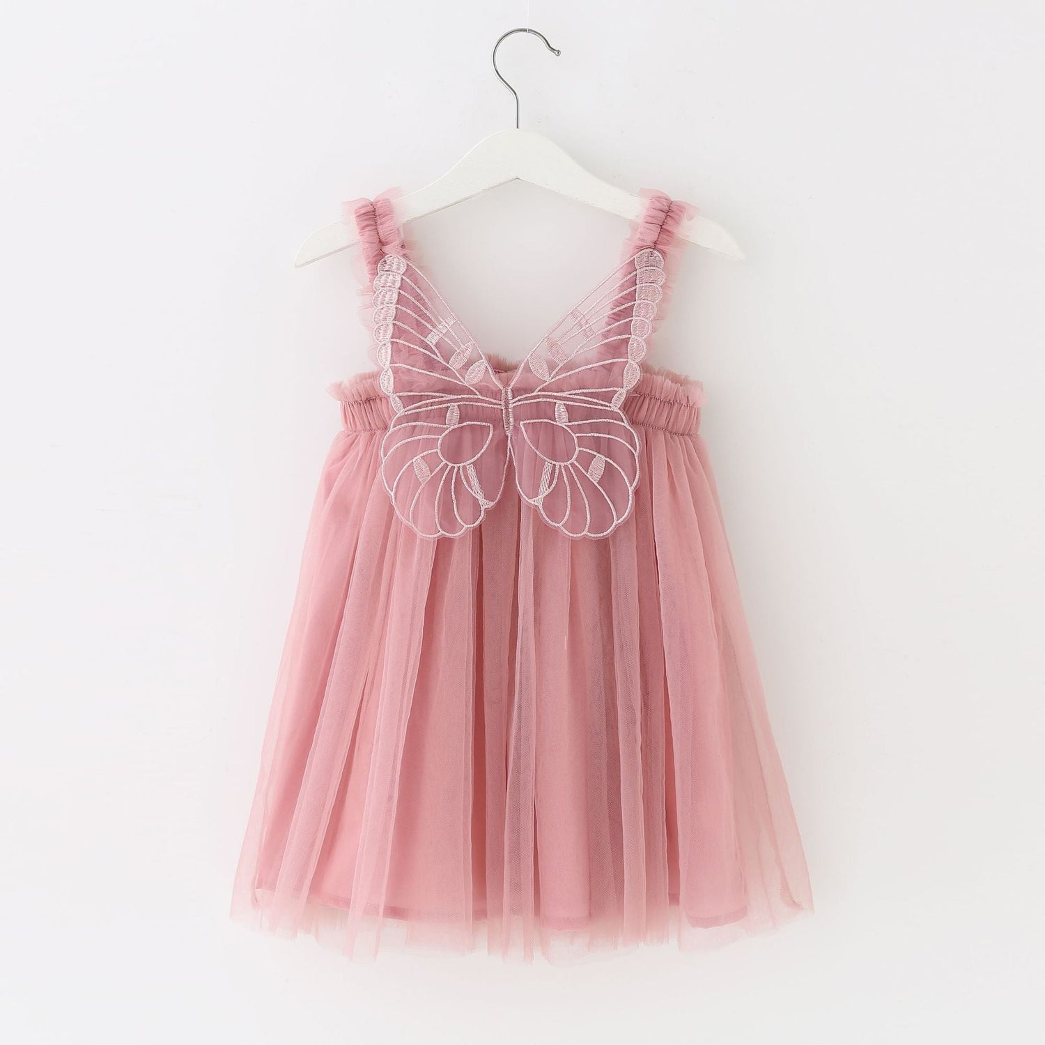 Children's Mesh Dress Sling Birthday Dress Pettiskirt Three-dimensional Angel Wings Fairy Fashionable Skirt - Cindi Book