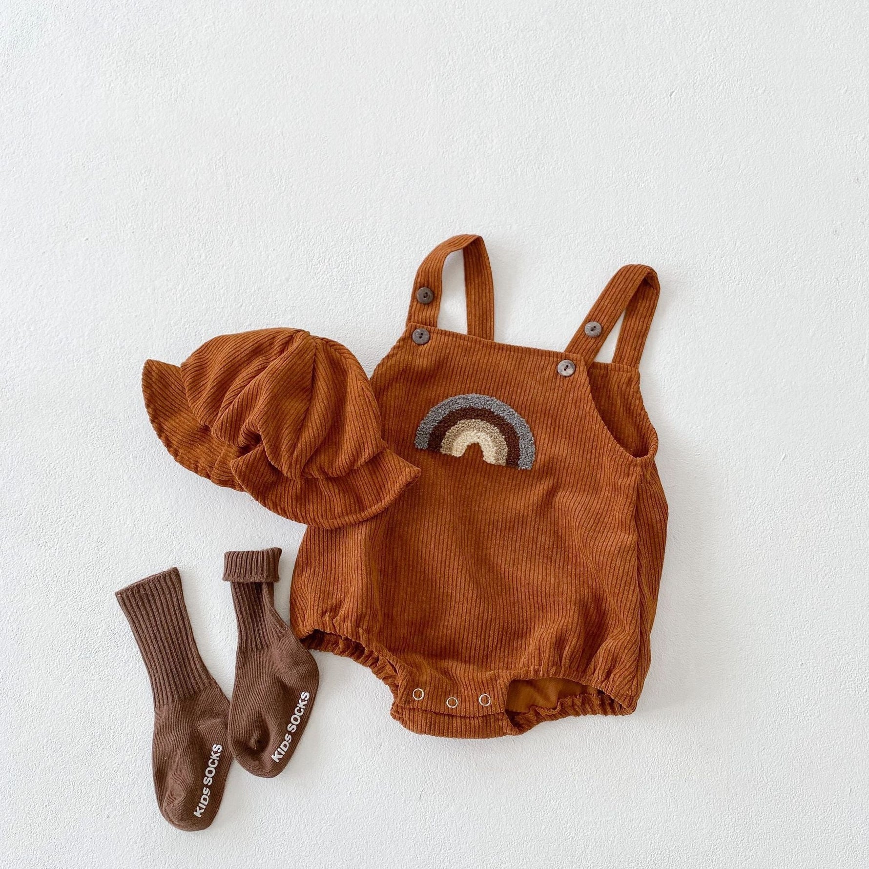 Male And Female Baby Corduroy Rainbow Sling Romper Bag Fart Clothes - Cindi Book