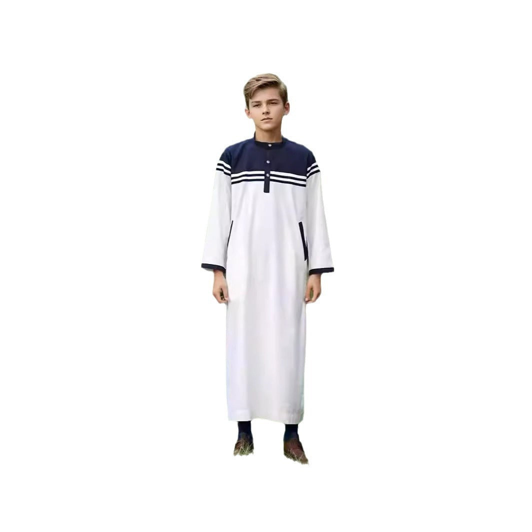 Boy's Fashion Color Contrast Button Striped Robe - Cindi Book
