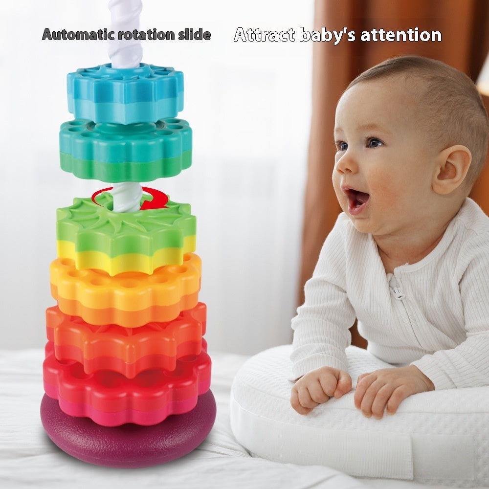 Rainbow Rotating Tower Toy Baby Early Education Intellectual Development Intelligence Ferrule - Cindi Book