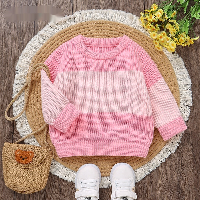 Infant Knitted Striped Round Neck Top - Cindi Book
