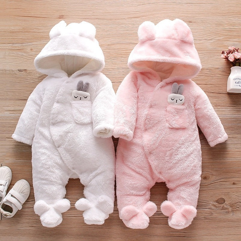Solid Color Cartoon Baby One-piece Thick Cotton Velvet Suit - Cindi Book