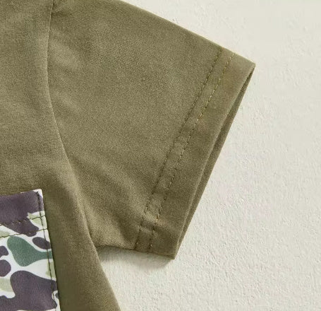 Boy's Camouflage Printed Faux Pocket Short Sleeve Top Suit - Cindi Book