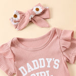Flounced Sleeve Romper Fake Drawstring Shorts Two-piece Set - Cindi Book